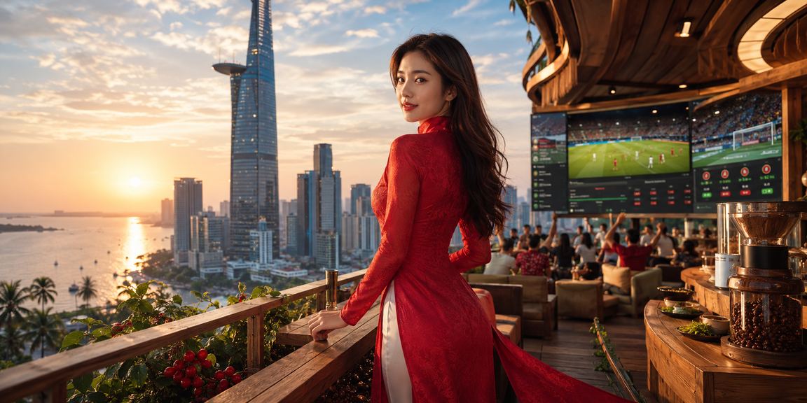 Người chơi casino tại TP.HCM mặc áo dài truyền thống trải nghiệm slot game và jackpot
