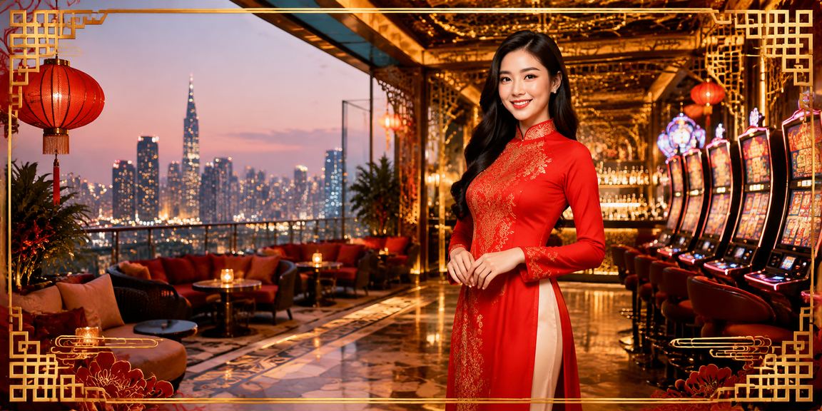 Người chơi tại TP.HCM mặc áo dài trải nghiệm slot game và cá cược trực tuyến